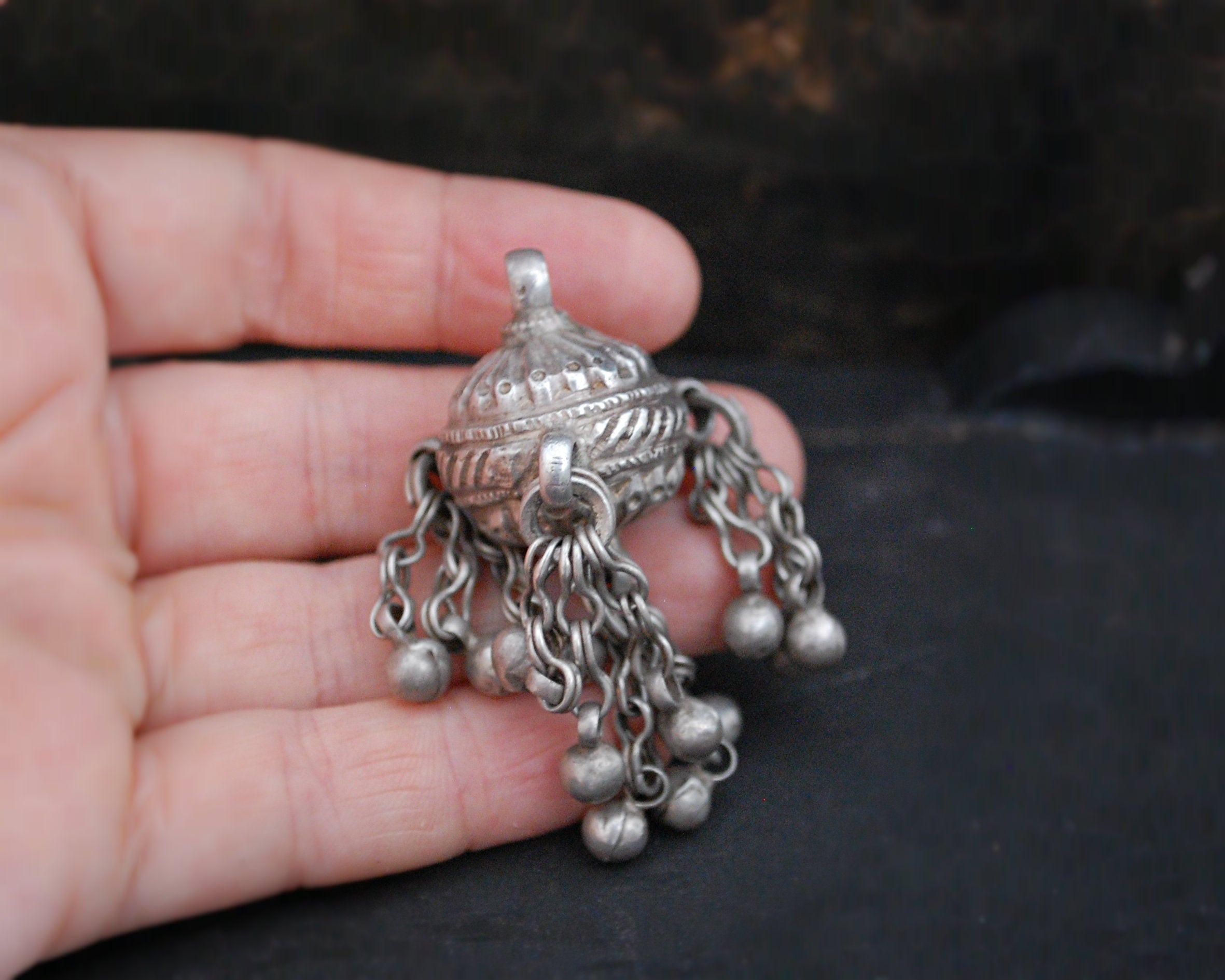 Rajasthani Silver Pendant with Bells