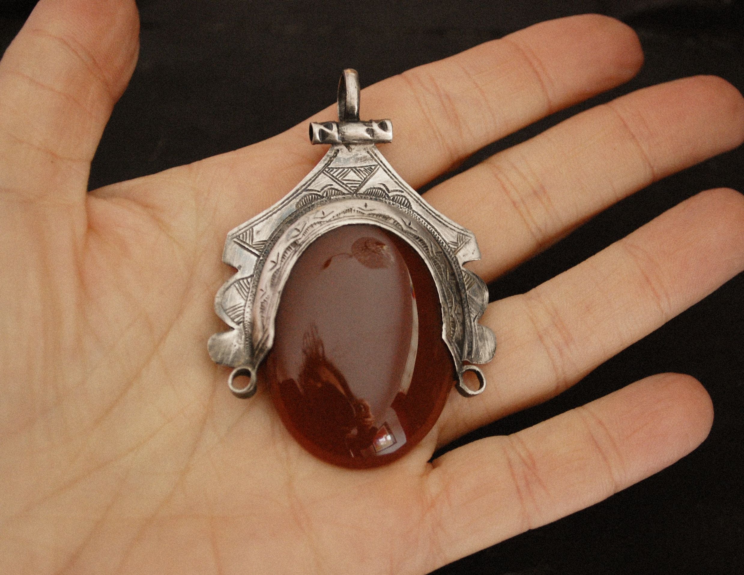 Tuareg Carnelian Silver Pendant