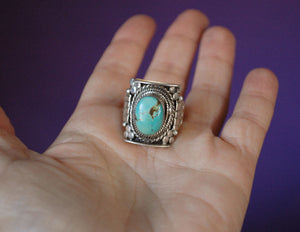 Nepali Turquoise Saddle Ring - Size 9