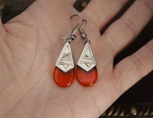 Tuareg Earrings with Orange Glass