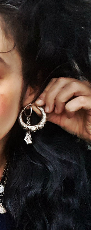 Nepali Silver Hoop Earrings