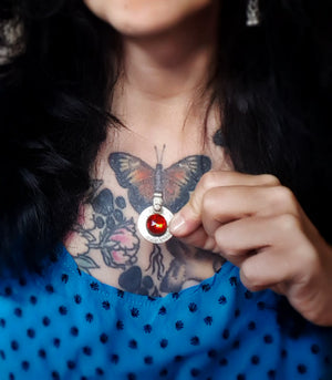 Berber Coin Pendant with Red Glass