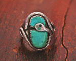 Zuni Effie Calavaza Turquoise Snake Ring - Size 11.75