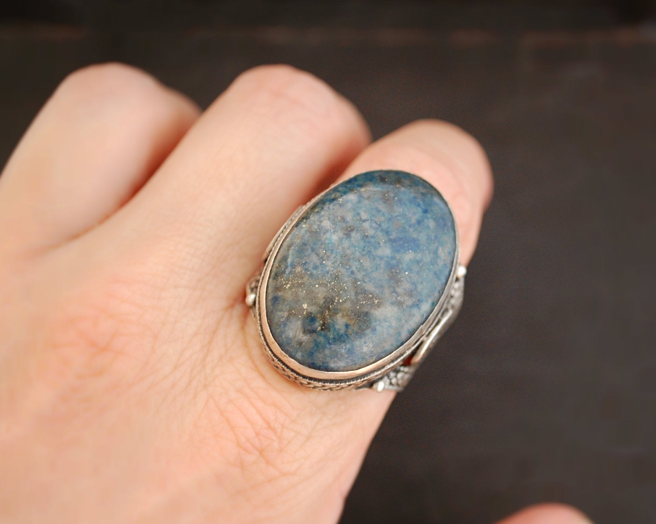 Antique Turkmen Ring with Big Stone - Size 8