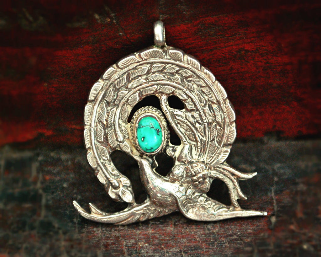 Indian Sterling Silver Peacock Pendant