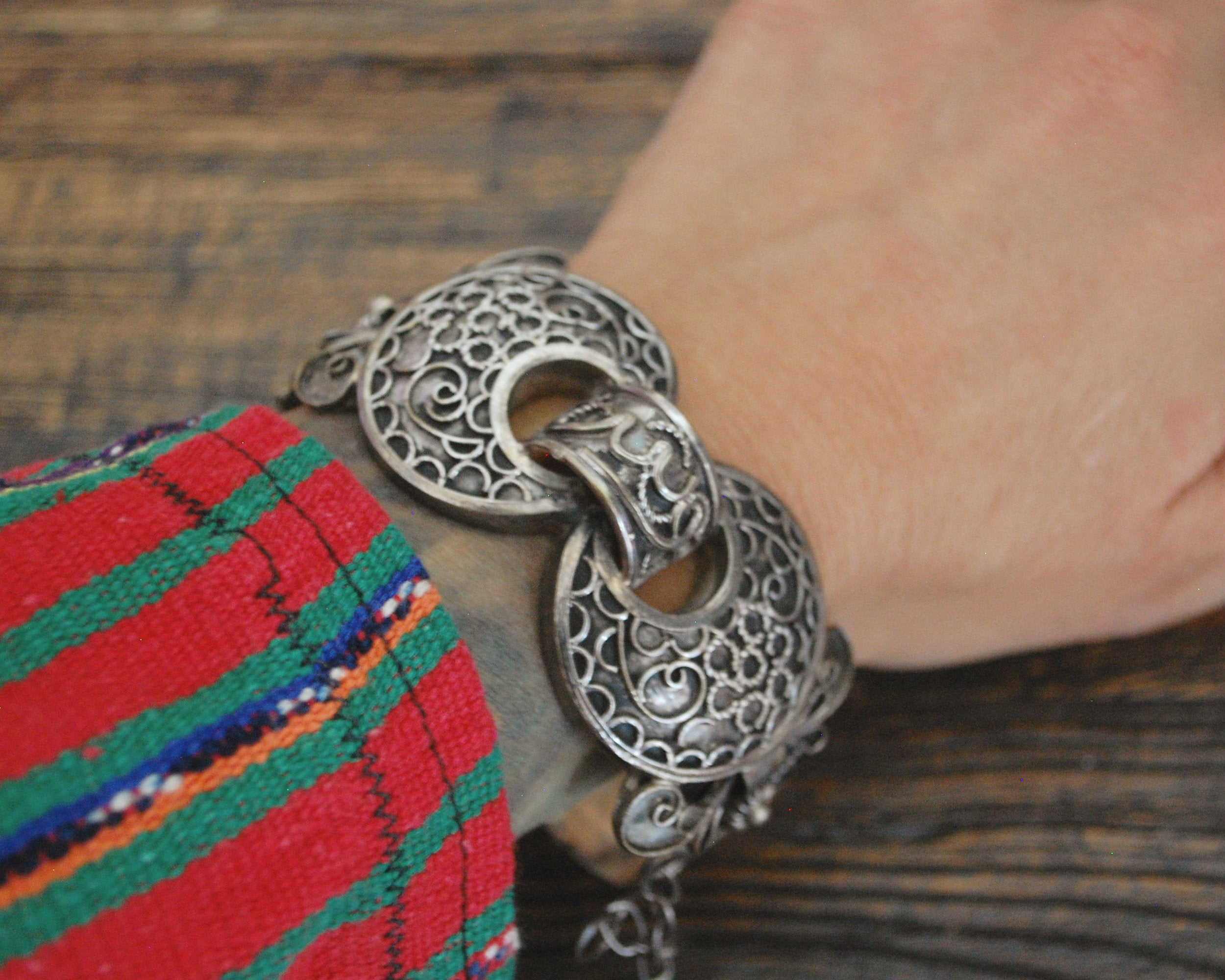 Tunisian Hinged Silver Bracelet