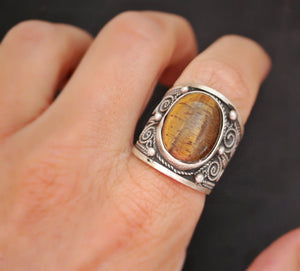 Ethnic Tiger Eye Ring from India - Size 8