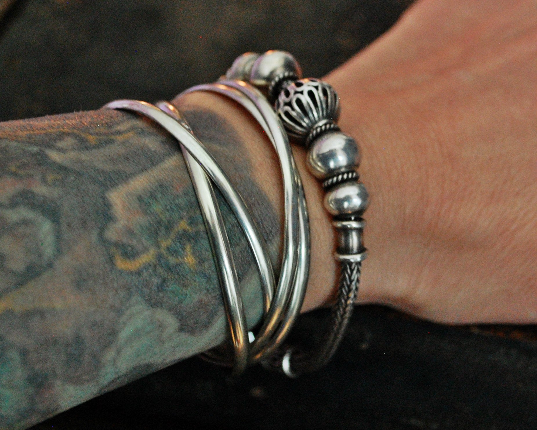 Balinese Snake Chain Bracelet with Beads