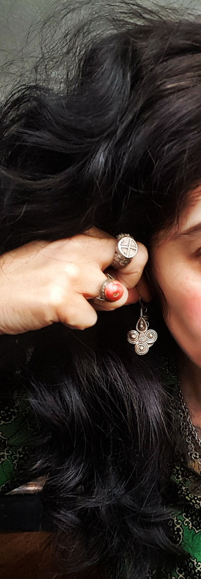 Vintage Afghani Silver Earrings