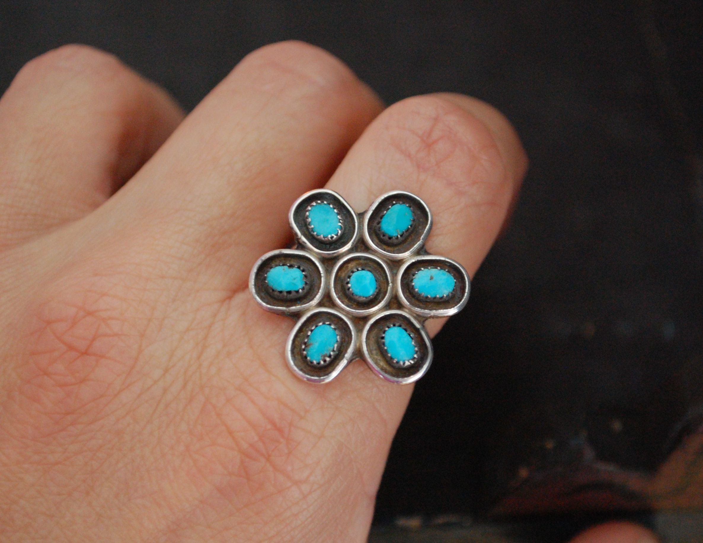 Native American Zuni Turquoise Ring - Size 6.75