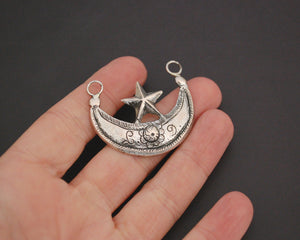 Kurdish Crescent Moon and Star Pendant - Ottoman Jewelry