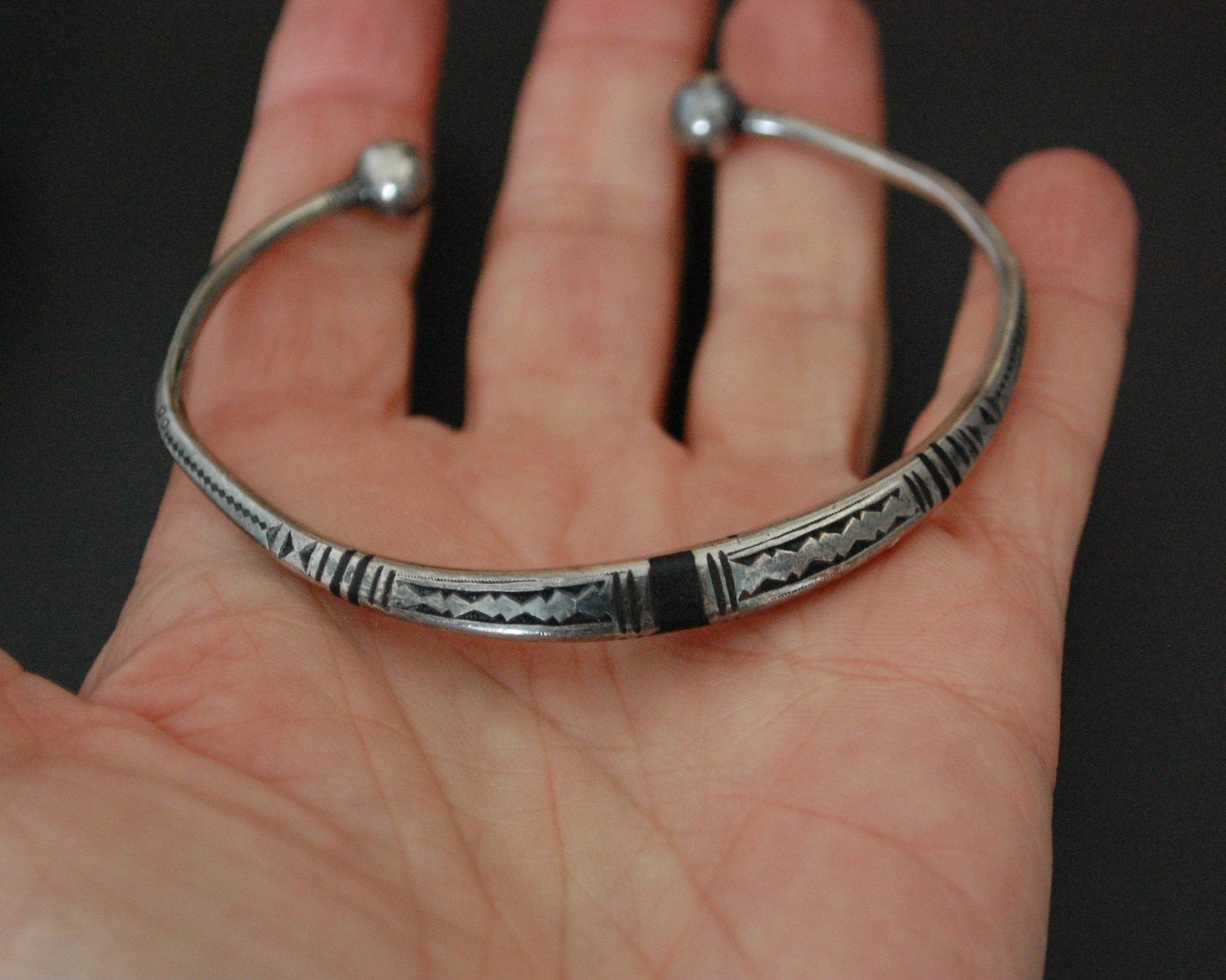 Tuareg Silver Cuff Bracelet with Ebony