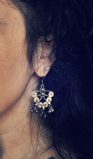 Rajasthani Silver Earrings with Bells