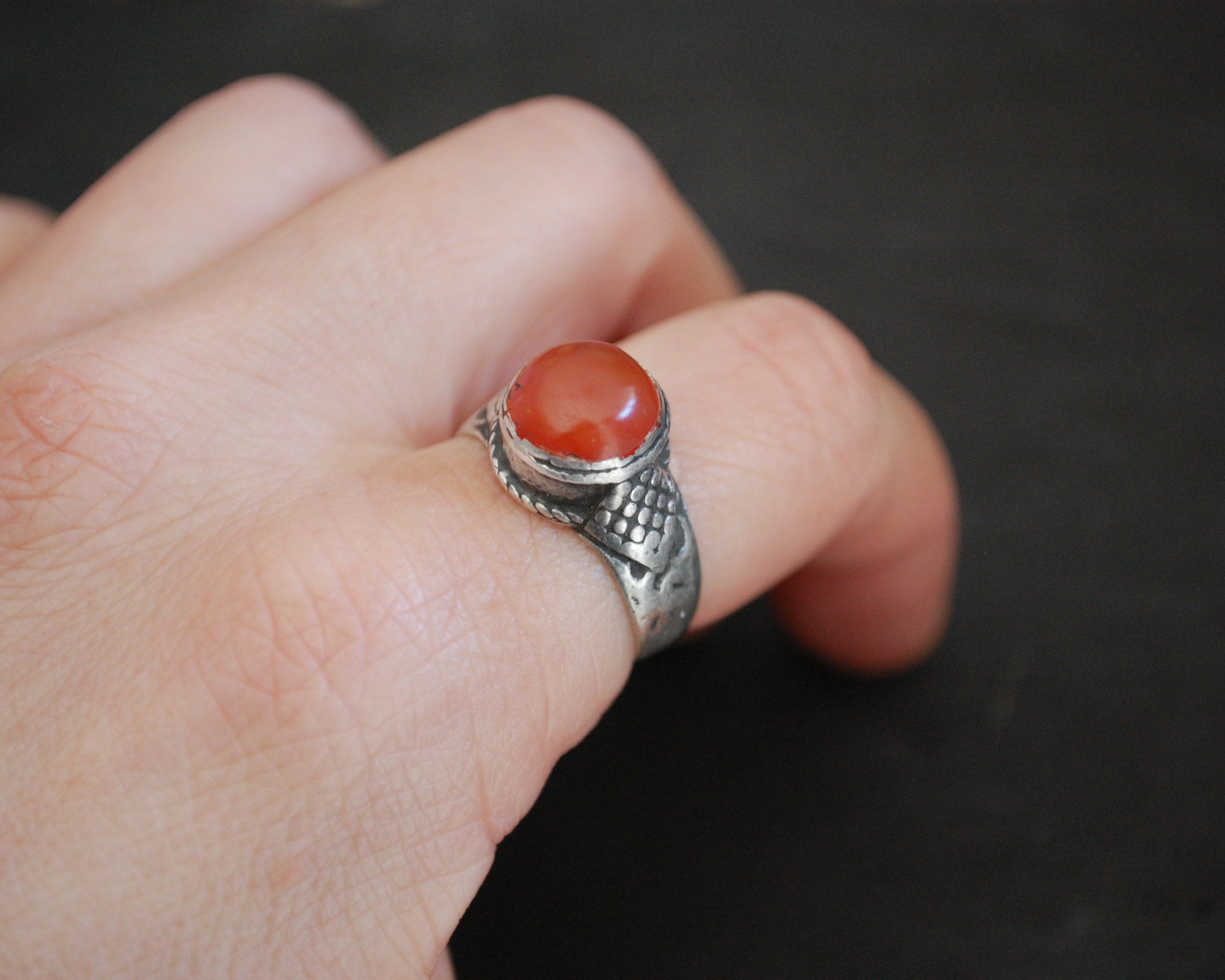 Antique Afghani Carnelian Ring - Size 7.5