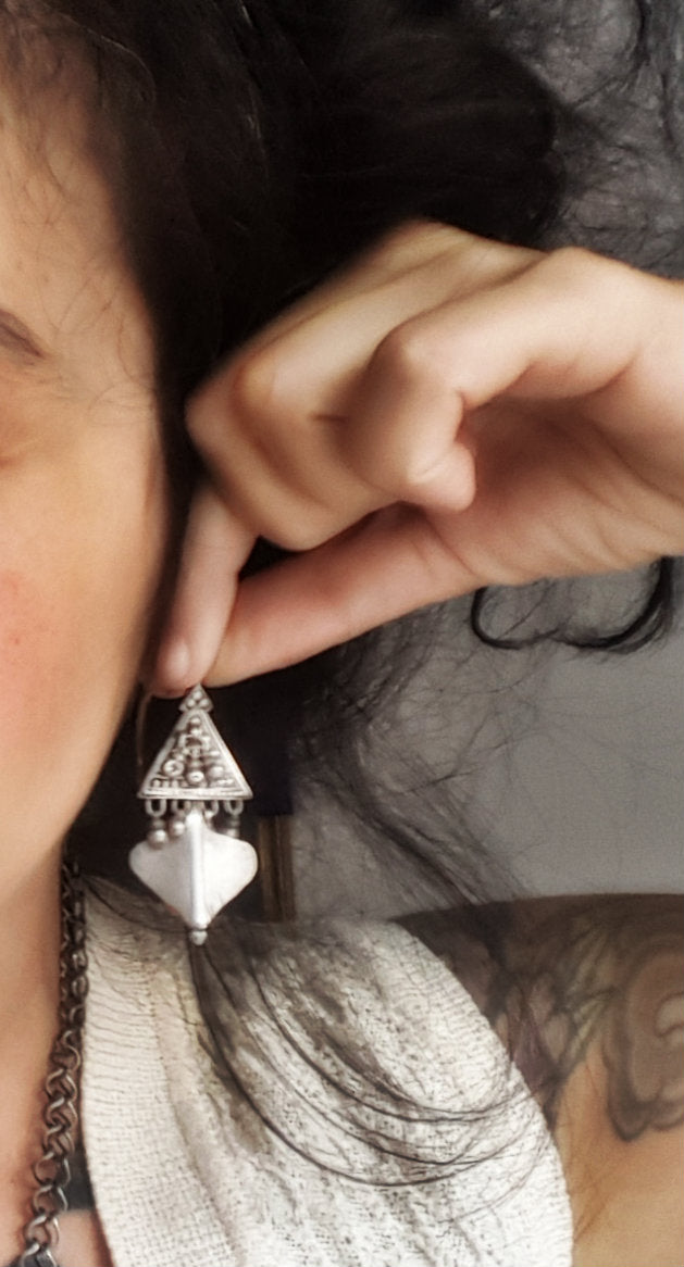 Rajasthani Tribal Silver Earrings