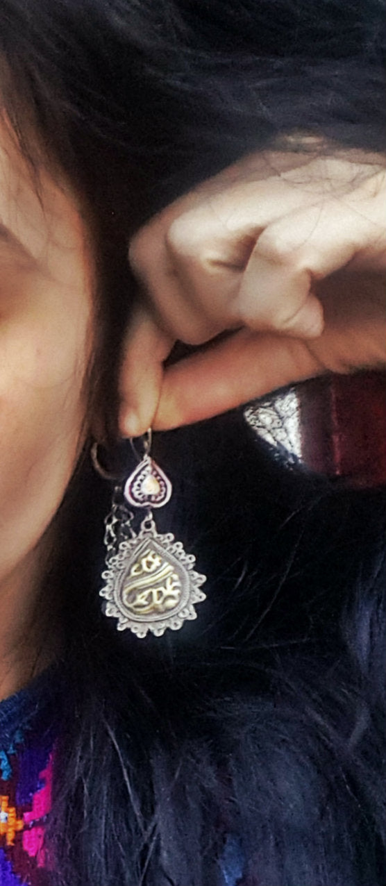 Afghani Silver and Gilded Dangle Earrings