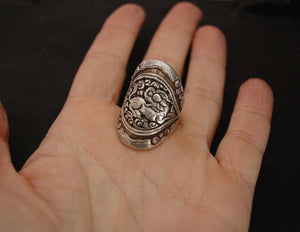 Tibetan Snow Lion Repoussée Ring - Size 6