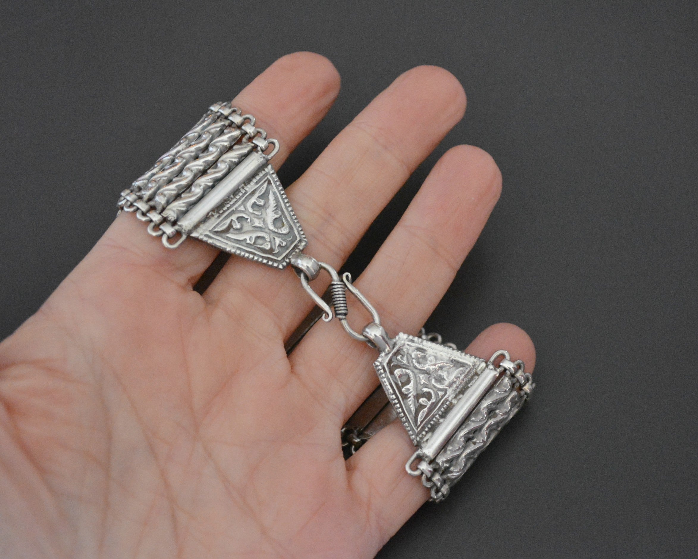 Wide Rajasthani Silver Link Bracelet