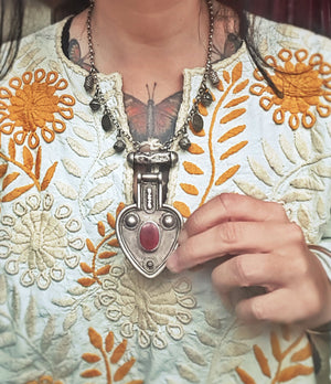 Turkmen Asyk Amulet Pendant with Carnelian