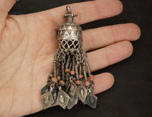 Tribal Kazakh Pendant with Coral Tassels