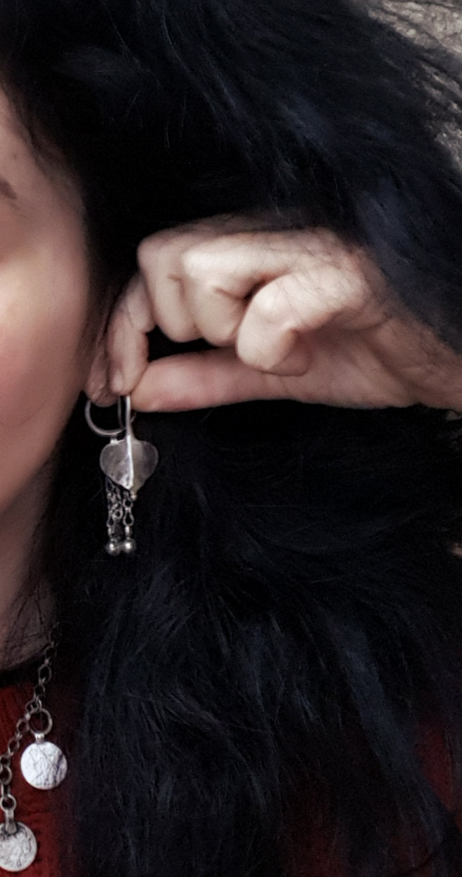 Old Tribal Rajasthani Silver Earrings