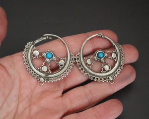 Afghani Hoop Earrings with Turquoise