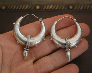 Sterling Silver Spike Hoop Earrings - LARGE