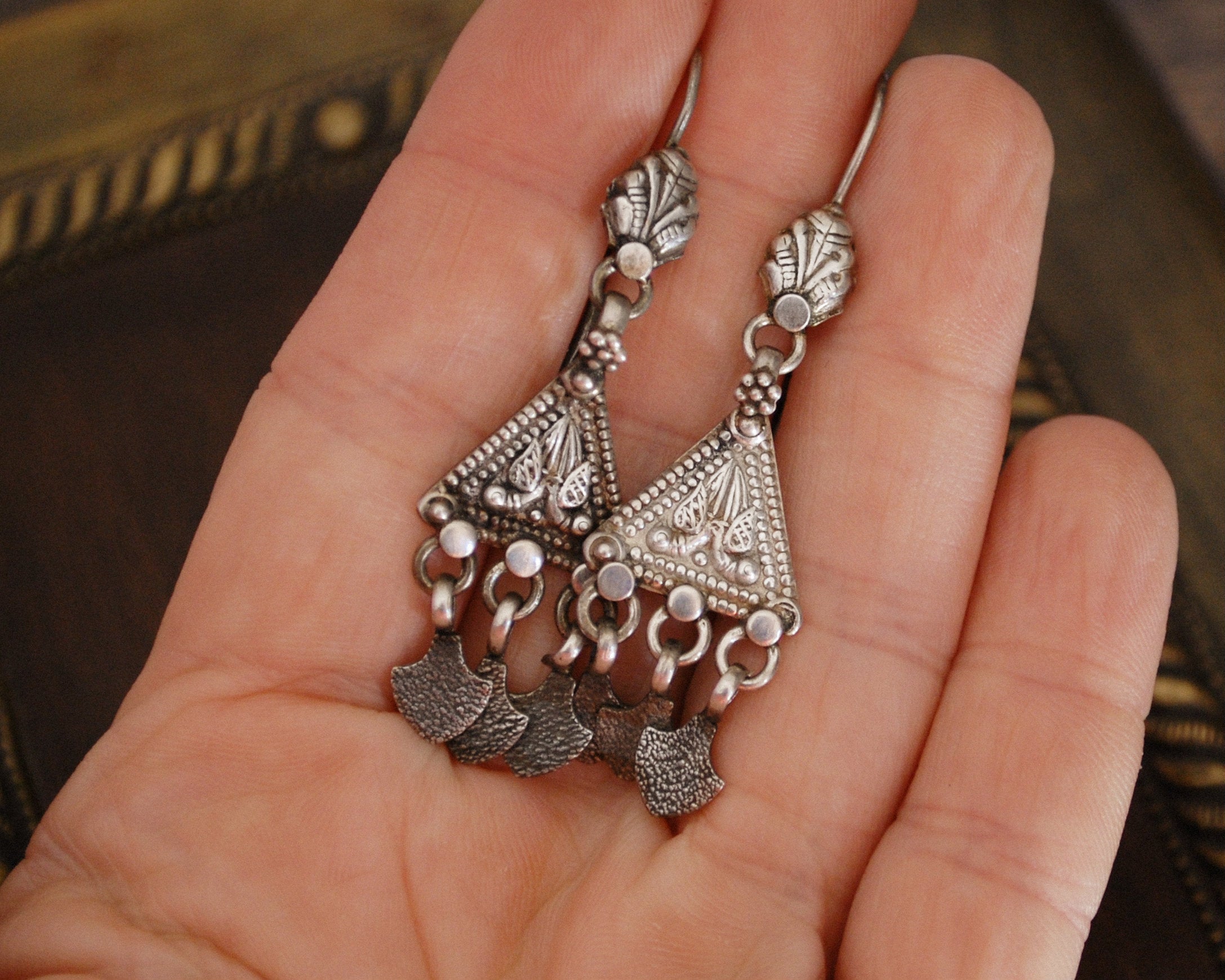 Rajasthani Silver Earrings with Dangles