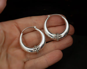 Ethnic Sterling Silver Hoop Earrings - MEDIUM