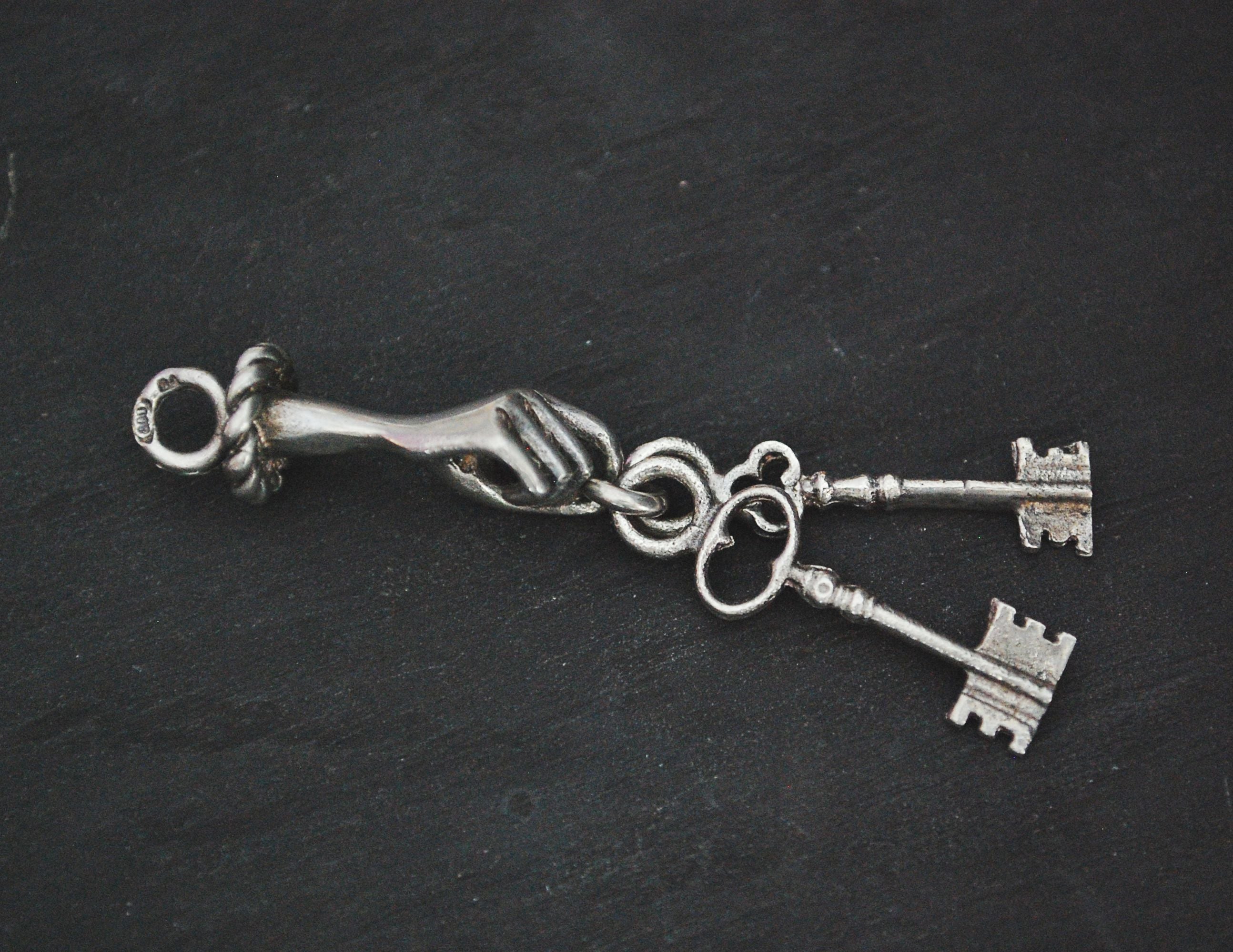 Solid Silver Hand Pendant with Keys