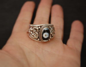 Nepali Dzi Stone Dragon Ring - Adjustable Size 10+