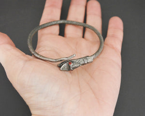 Old Silver Dragon Bracelet with Red Eyes