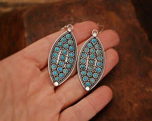 Ethnic Turquoise Dangle Earrings from India