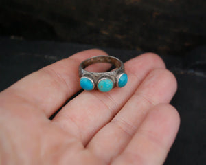 Ethnic Turquoise Band Ring  - Size 7