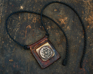 Tuareg Leather Talisman Pendant Necklace with Seal of Solomon