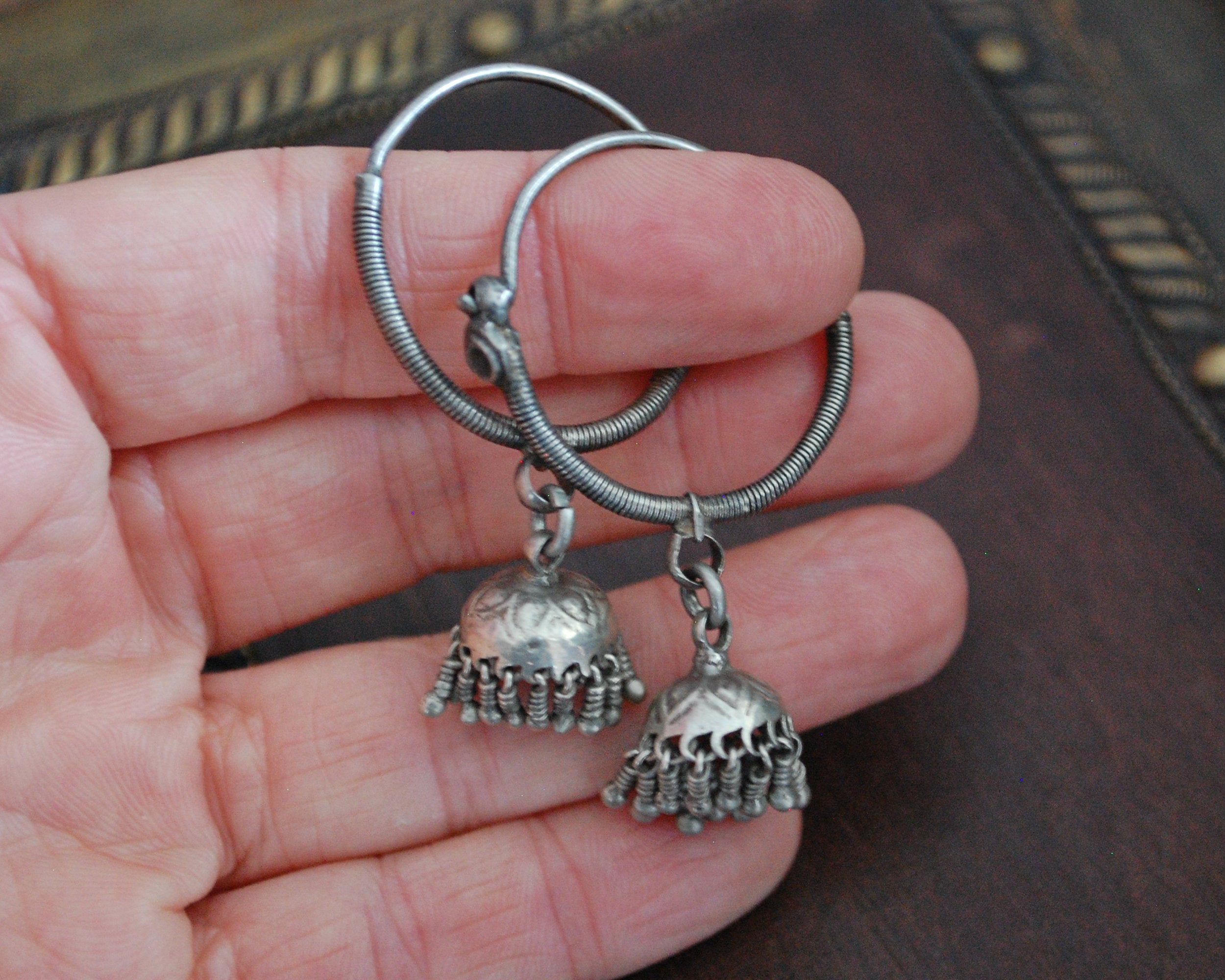 Tribal Indian Hoop Earrings with Jhumka