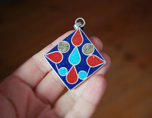 Ethnic Multistone Inlay Pendant from India