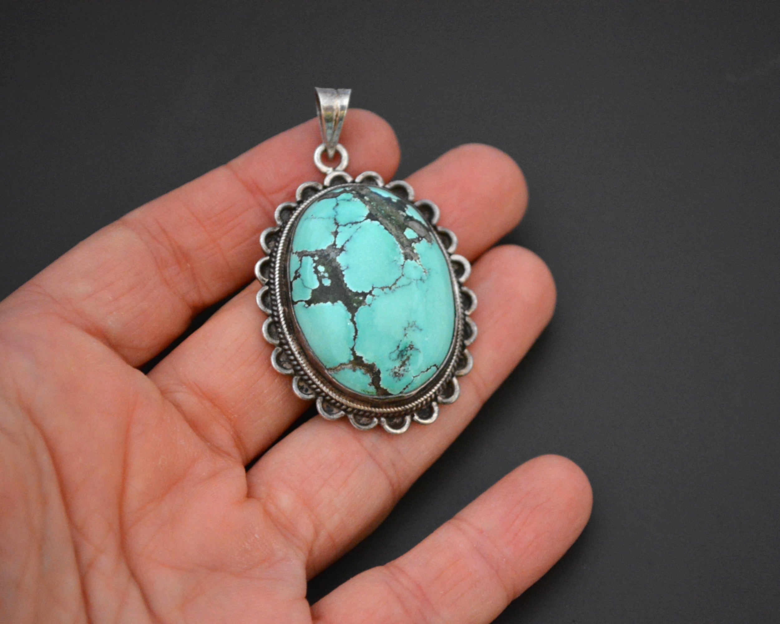 Large Turquoise Pendant from India