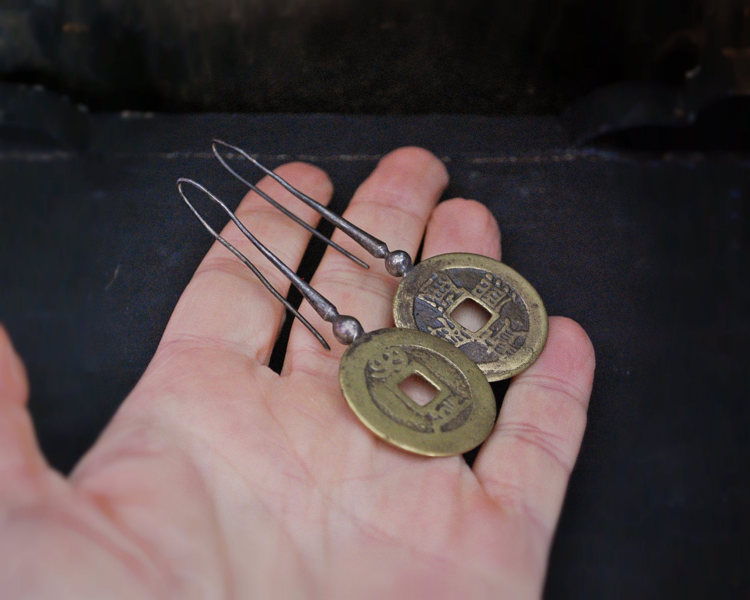 Old Chinese Coin Earrings