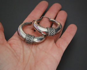 Ethnic Sterling Silver Hoop Earrings - MEDIUM / LARGE