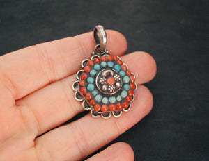 India Turquoise Coral Pendant