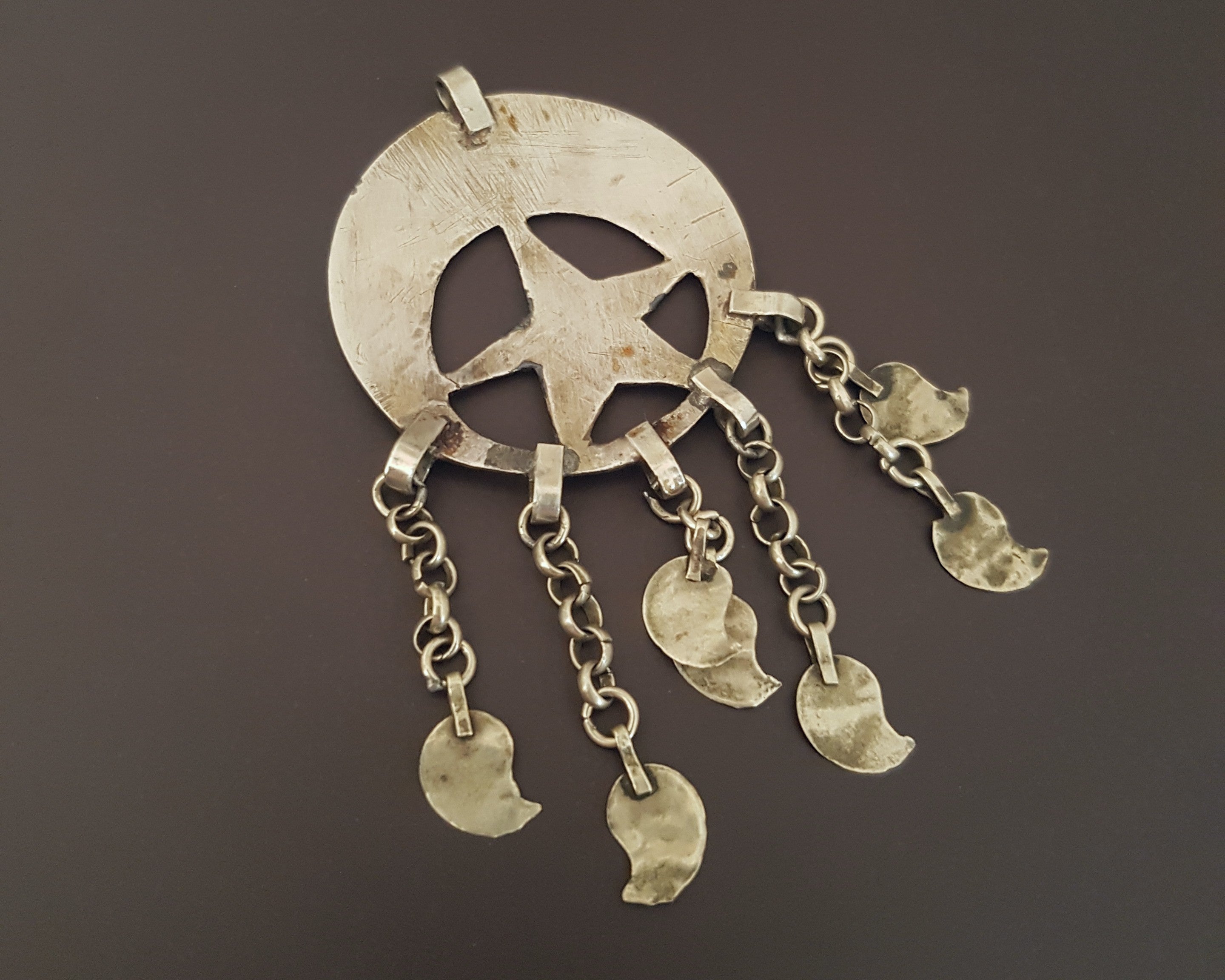 Old Caucasian Niello Pendant with Dangles