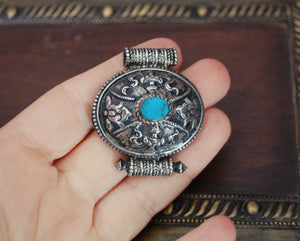 Tibetan Gau Box Pendant with Turquoise