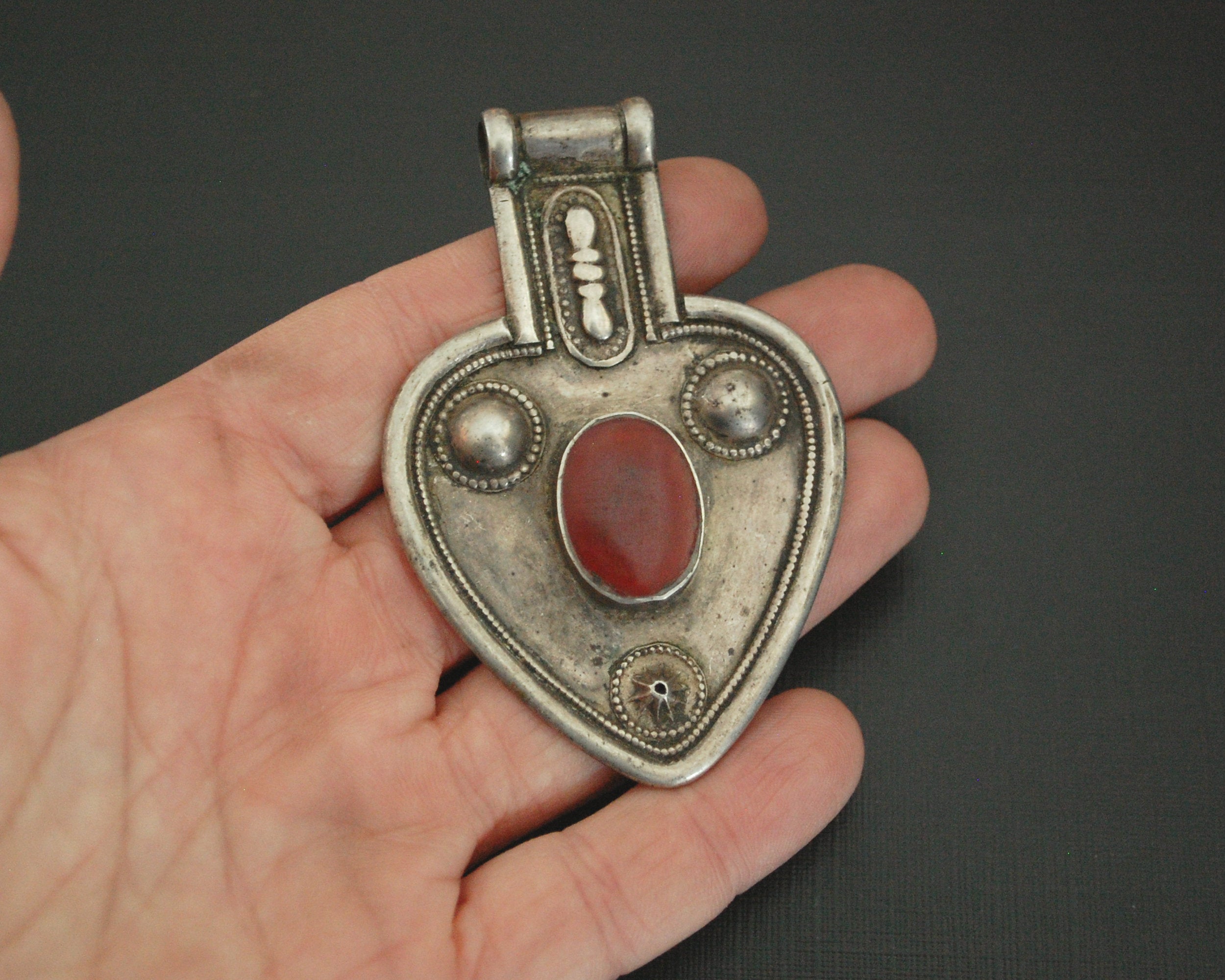 Turkmen Asyk Amulet Pendant with Carnelian