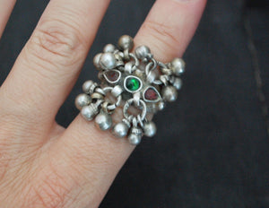 Old Rajasthani Silver Ring with Bells - Size 6.25