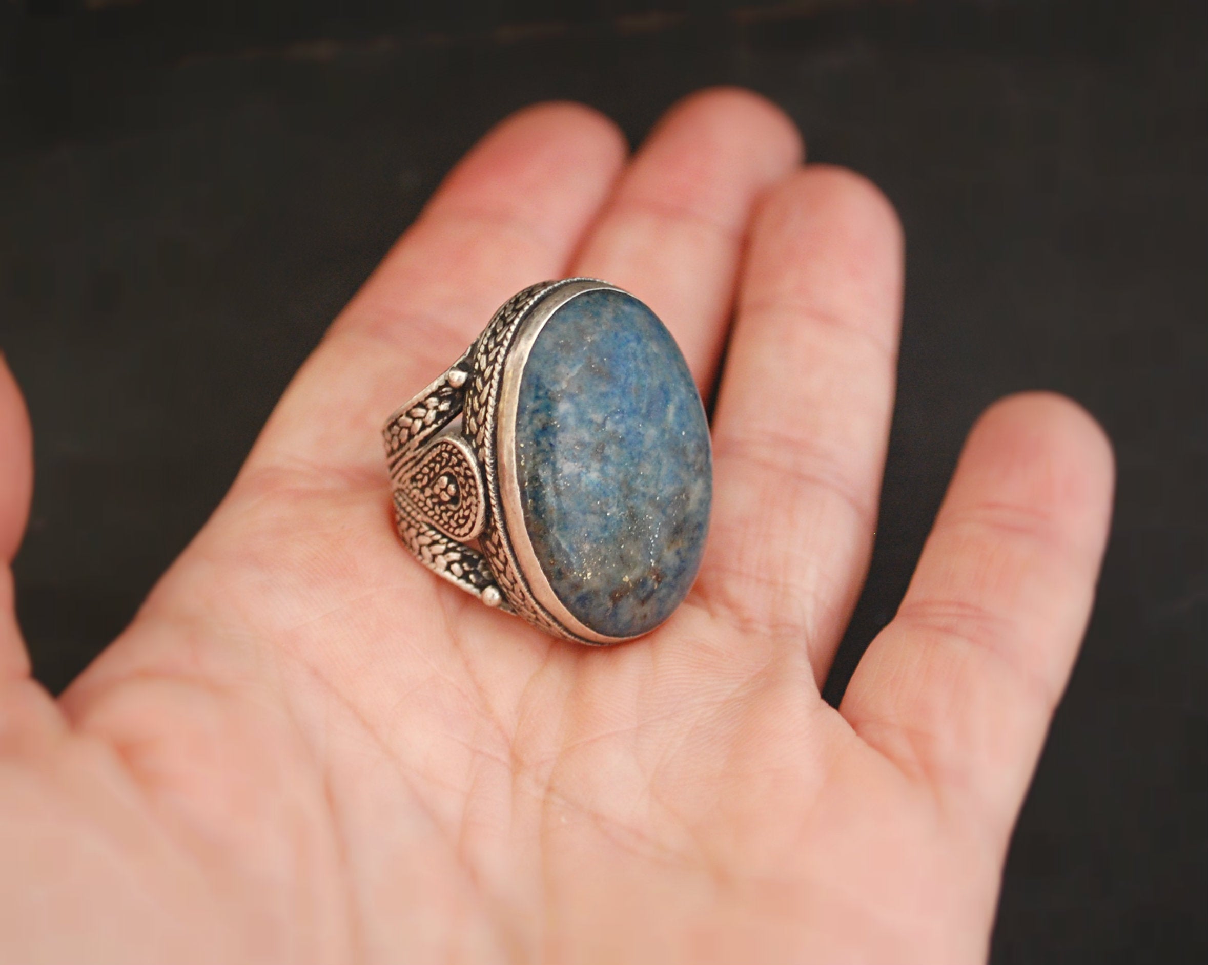 Antique Turkmen Ring with Big Stone - Size 8