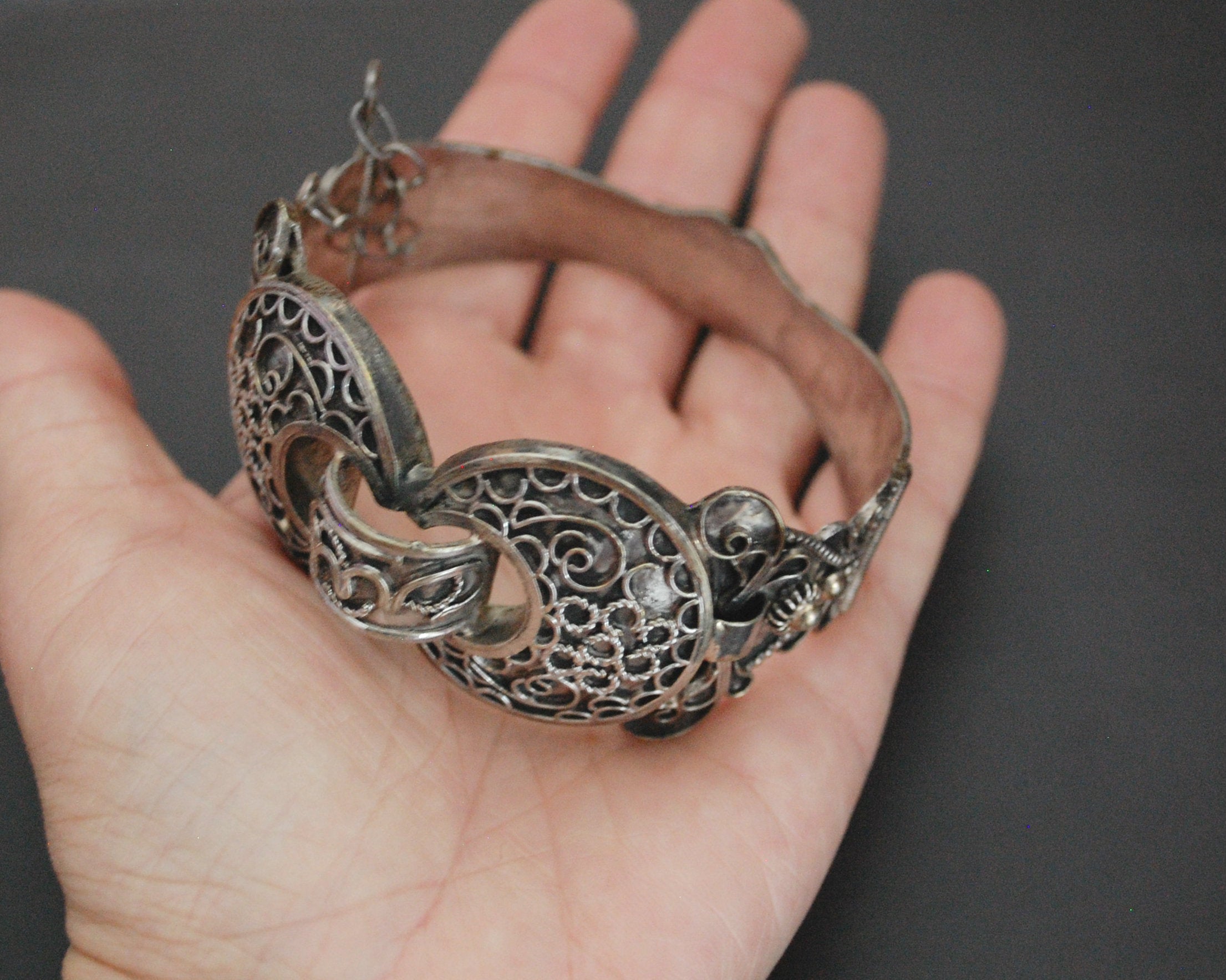 Tunisian Hinged Silver Bracelet