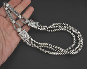 Heavy Bold Indian Silver Choker Three Strand Snake Chain Necklace