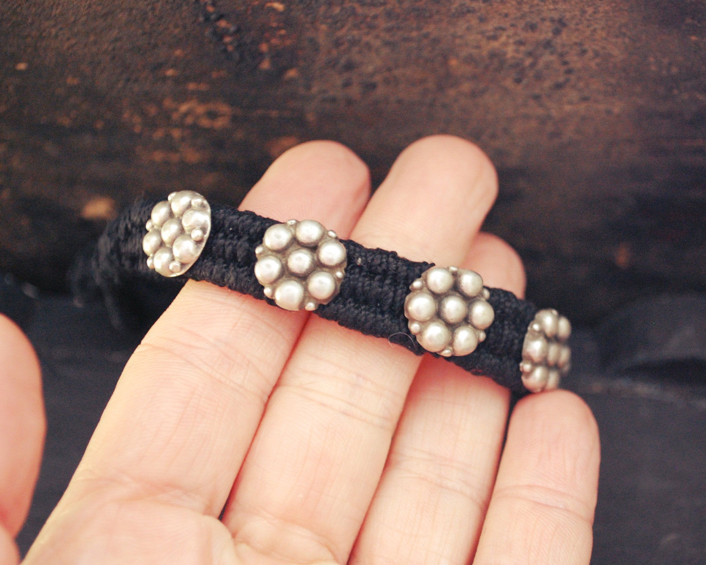 Rajasthani Silver Cotton Bracelet