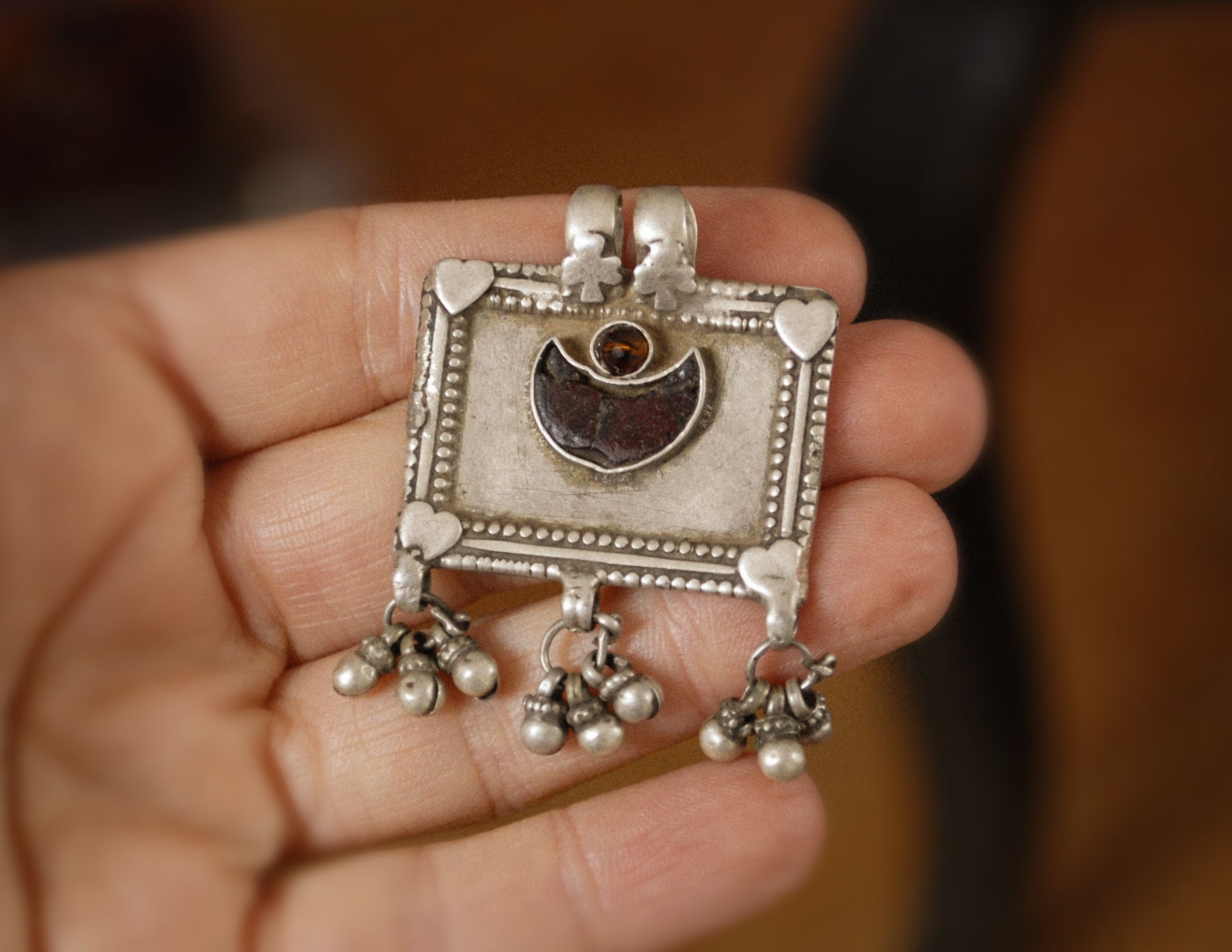 Rajasthani Moon Amulet with Bells